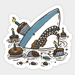 Cupcake Destruction Shark Sticker